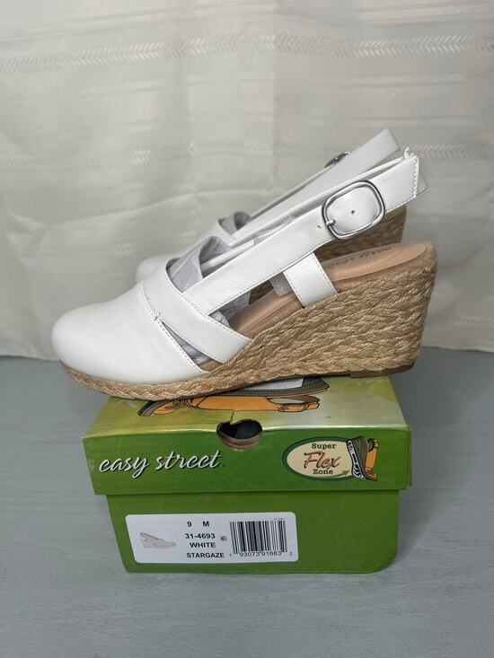 easy street Shoes - Easy Street Stargaze Espadrille Wedge Sandals White Womens Size 9M